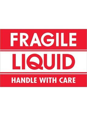 Fragile Liquid Handle with Care Warning Stickers - 2" x 3" Shipping Labels (500
